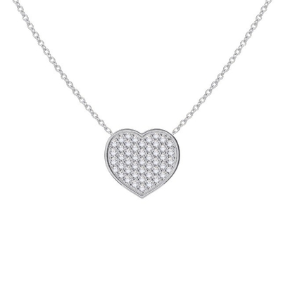 Collar de 18 pulgadas de longitud de cadena de corte redondo de diamante 925 de plata esterlina collar de cuello de corazón para mujeres
