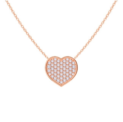 Collar de 18 pulgadas de longitud de cadena de corte redondo de diamante 925 de plata esterlina collar de cuello de corazón para mujeres