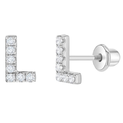 Orecillos de letra CZ Blanco Micron Pave Orecillos de letra personalizados