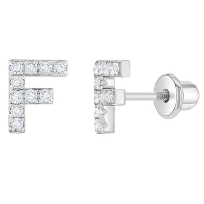 Orecillos de letra CZ Blanco Micron Pave Orecillos de letra personalizados
