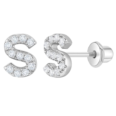Orecillos de letra CZ Blanco Micron Pave Orecillos de letra personalizados