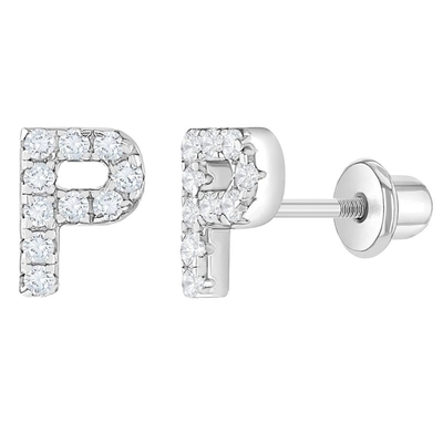 Orecillos de letra CZ Blanco Micron Pave Orecillos de letra personalizados