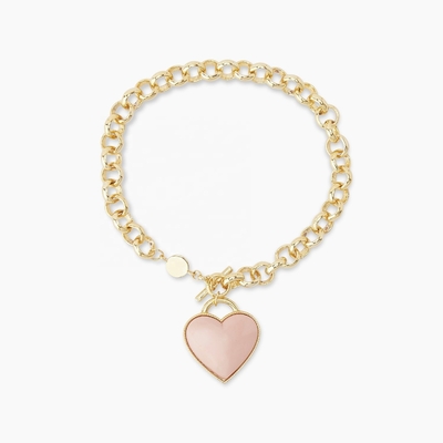 Brazalete de 925 Sterling Silver Heart Charm en rosa elegante para niñas Joyas deliciosas