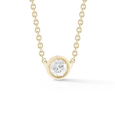 Simple 925 Solitario de plata esterlina Diamante CZ collar en 7mm/10mm/15mm Tamaños de piedra