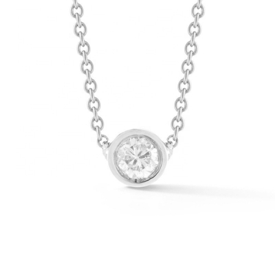 Simple 925 Solitario de plata esterlina Diamante CZ collar en 7mm/10mm/15mm Tamaños de piedra