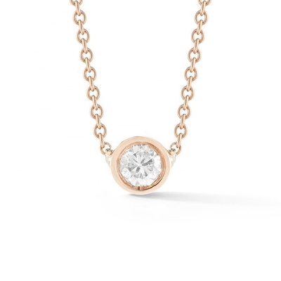 Simple 925 Solitario de plata esterlina Diamante CZ collar en 7mm/10mm/15mm Tamaños de piedra