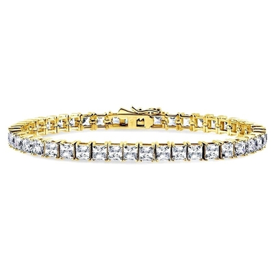 Unisex hecha a mano 18K de oro Hip Hop Hielo Cuadrado Corte Diamante CZ 925 Plata Esterlina