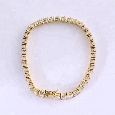 Unisex hecha a mano 18K de oro Hip Hop Hielo Cuadrado Corte Diamante CZ 925 Plata Esterlina