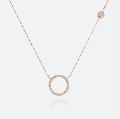 Pendiente de círculo de plata S925 dorado Collar CZ para mujeres 925 plata esterlina