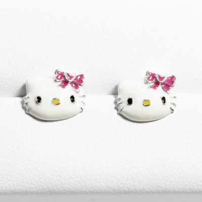 Colores de esmalte de los pendientes de Hello Kitty con oro negro y plata