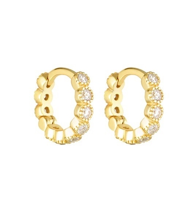 18K Oro Revestido Bebé Esmeralda CZ Huggie Aretes Para Niñas Joyería de Todos los Días