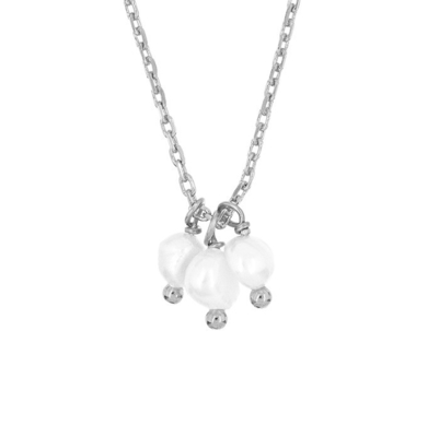 925 Plata Esterlina Tres Perlas de Agua Dulce Colgante de Encanto Collar para Mujeres 16" 1" 1