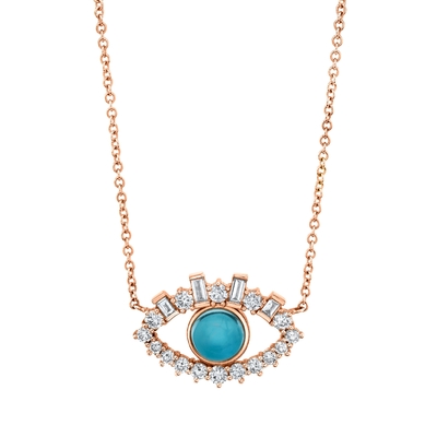 18K Oro Revestido Baguette Cúbico Zircon 925 Plata Esterlina Collar del Mal de Ojo Mujeres