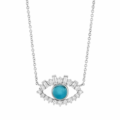 18K Oro Revestido Baguette Cúbico Zircon 925 Plata Esterlina Collar del Mal de Ojo Mujeres