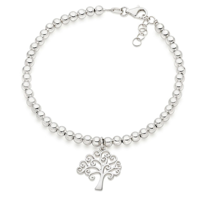 Brazalete de forma de corazón y árbol con perlas de encanto 925 de plata esterlina para brazaletes de mujer