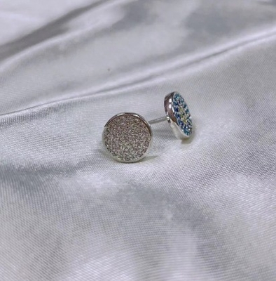 Círculo de zircón 18K Revestido de oro hecho a mano Micron Pave CZ Ojo Turkiye Diseño Stud Ahorro 925 de plata esterlina