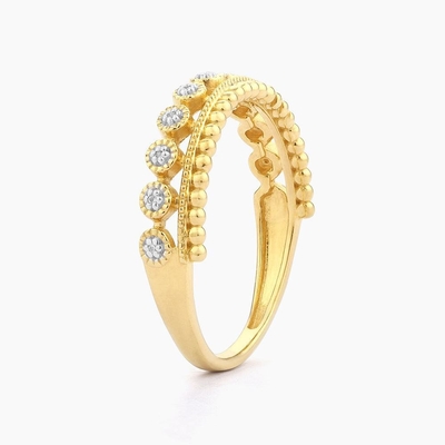 925 de plata esterlina estilo CLASSIC mayorista anillo de mujer apilable con cuentas doradas