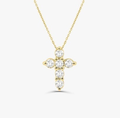 Collar de cruz de diamante de piedra druza, de corte brillante, de talla redonda, colgante de cruz de plata 925