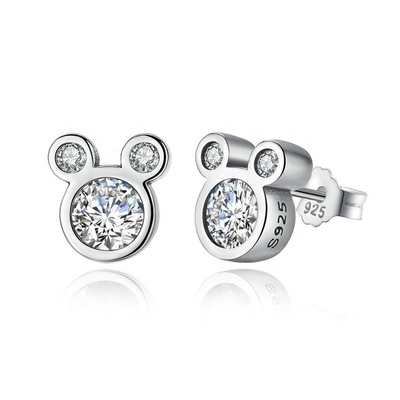 Valoración por terceros Certificado Niños Joyería 925 Sterling Silver Mouse Earrings