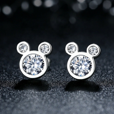 Valoración por terceros Certificado Niños Joyería 925 Sterling Silver Mouse Earrings