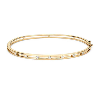 Estación de diamantes brazalete de plata brazalete 58mm 14k brazaletes dorados