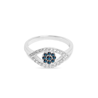 Tamaño personalizado 925 Plata Esterlina Corte Pave Incrustado Anillo de Ojo con Oro 18K