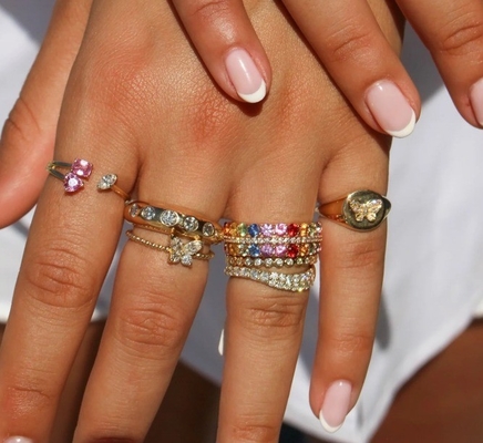 Anillo femenino de plata esterlina 925 con bola dorada de 18K hecha a mano y mariposa marquesa