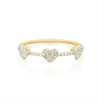 18K Oro Revestido 925 Plata Esterlina Tres Micro Pave anillo de corazón para mujeres y elegante