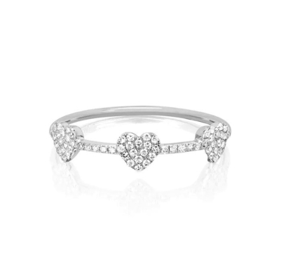 18K Oro Revestido 925 Plata Esterlina Tres Micro Pave anillo de corazón para mujeres y elegante