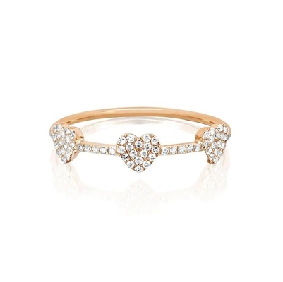 18K Oro Revestido 925 Plata Esterlina Tres Micro Pave anillo de corazón para mujeres y elegante