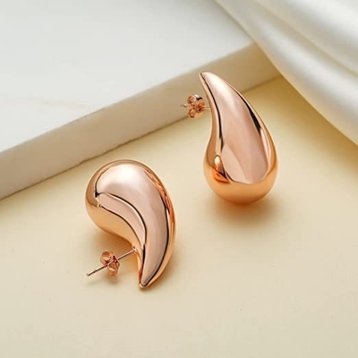 Logotipo personalizado 18K Oro Revestido Teardrop Oculto Auricular para Niñas Fiesta de Joyería