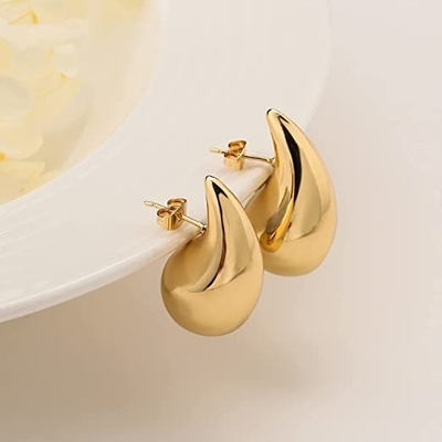 Logotipo personalizado 18K Oro Revestido Teardrop Oculto Auricular para Niñas Fiesta de Joyería