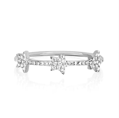 Anillos de declaración de estrellas CZ para mujeres Micro Pave Setting Certificado