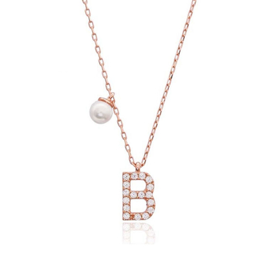 Libre de níquel 925 letra de plata esterlina un collar de diamante encantador encantamiento popular inicial
