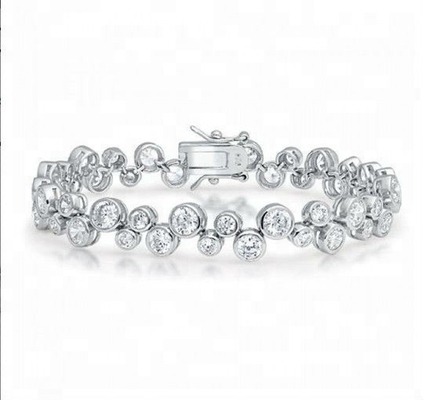 Brazalete de tenis de plata esterlina 925 con piedra blanca CZ y opción de ajuste de bisel