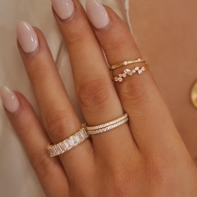 Anillo de bodas de la eternidad para mujeres 925 plata esterlina