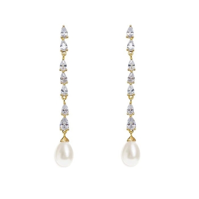 ECO Amigable de la novia Perla de la gota de los aretes de oro 18K lágrima de la novia de los aretes