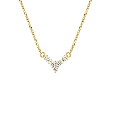 18K Oro Revestido Joyería en forma de V para Mujeres Collar de Plata 925