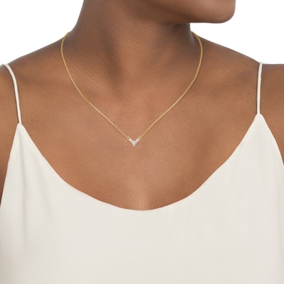 18K Oro Revestido Joyería en forma de V para Mujeres Collar de Plata 925