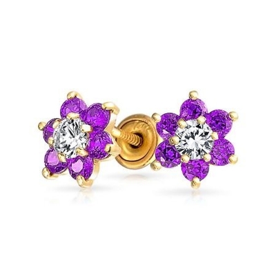 Flore Ametista CZ Piedra de nacimiento Niñas 925 de plata esterlina