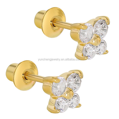 Butterfly Blue and Clearly CZ Los pendientes personalizados para niños 925 de plata esterlina