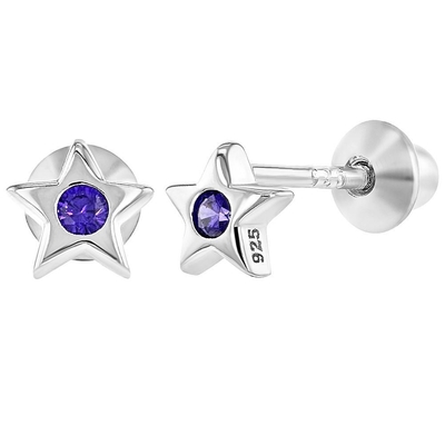 Otras Oportunidades Pequeña Estrella Rosa Cubico Zircon Niñas Bebés Torcer de vuelta Stud 925 Sterling Orecillos de Plata