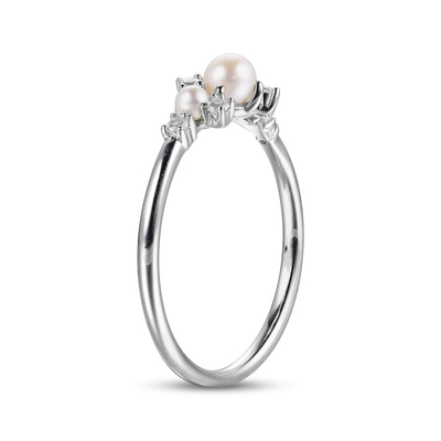 Anillos de compromiso de plata blanca CZ apilables 925 tamaño 3-10 anillos de compromiso de perlas
