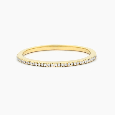 Artículo caliente 18K dorado media eternidad apilada 925 plata esterlina anillo de banda femenina