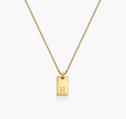Baguette 18K colgante lleno de oro personal de mano colgante de latón collar