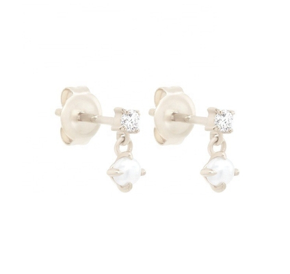 Madre de las perlas blancas 925 Sterling Silver Drop Los aretes hechos a mano para mujeres para niñas