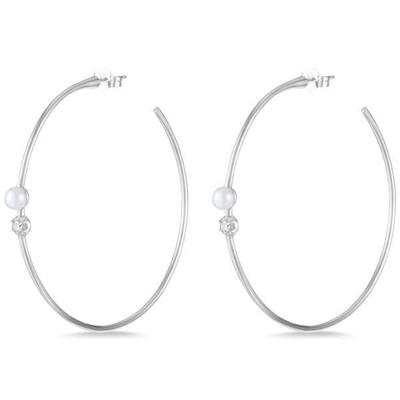 925 de plata esterlina Aretes de aro de 4 mm-4.5 mm Aretes de perlas de agua dulce