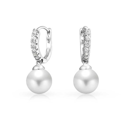 10MM Perlas cúbicas de zirconia Dangle Orecillos OEM CZ Dangle Drop Orecillos