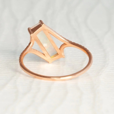 Baguette Corte Opal Anillo de pista de nieve Tamaño 4-tamaño 10 925 Anillo de plata esterlina