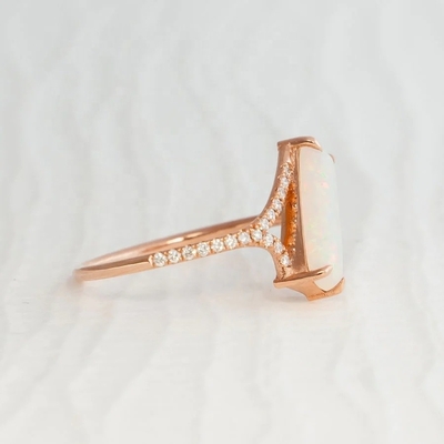 Baguette Corte Opal Anillo de pista de nieve Tamaño 4-tamaño 10 925 Anillo de plata esterlina